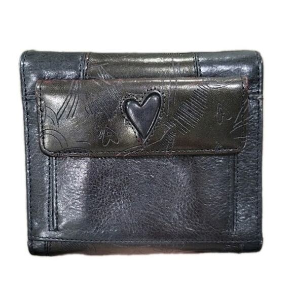 Brighton Black Embossed Leather Wallet - Hearts & Paisley Design - Elegant Style - Picture 5 of 12